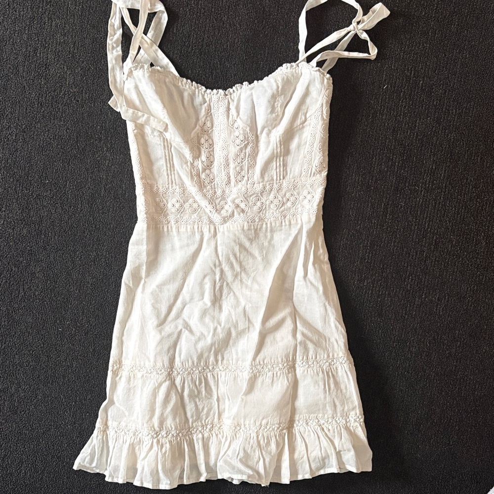 Reformation White Mini Sundress with Tie Straps